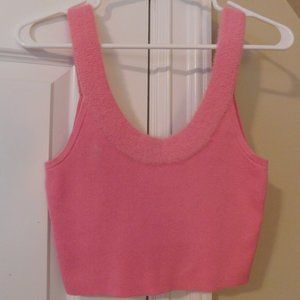 L.A. Hearts Womens Pink Fuzzy Crop Top (M)